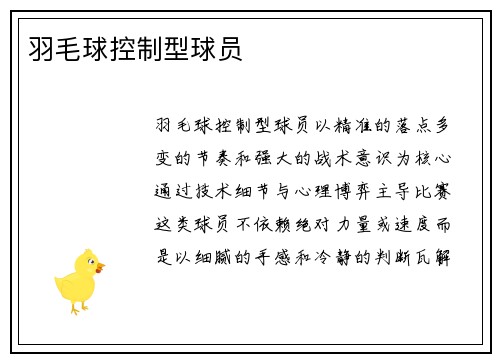 羽毛球控制型球员